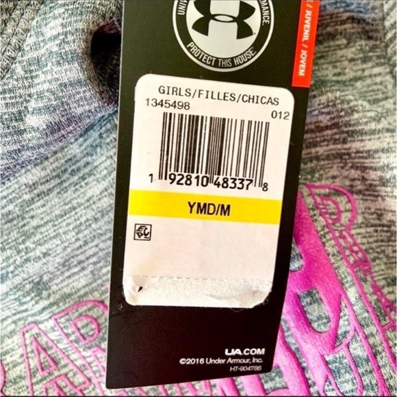 Under Armour ColdGear®•NWT•Youth Medium•Charcoal/Fuchsia Hoodie Style Pullover🌼 - Picture 7 of 10